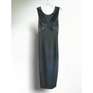 Vintage Ever Beauty Black Knit & Satin Sleeveless Formal Maxi Dress Size 6